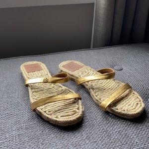 Tory Burch Metallic Two-Band Flat Espadrille